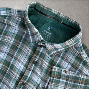 Kuhl Men's Plaid Short Sleeve Shirt XXL Organic Cotton Hiking Outdoors Plaid
